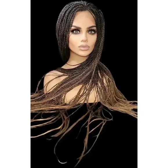 Braided wigs , handmade, long wig , ombre wig, box braids with cornro… - Picture 1 of 15